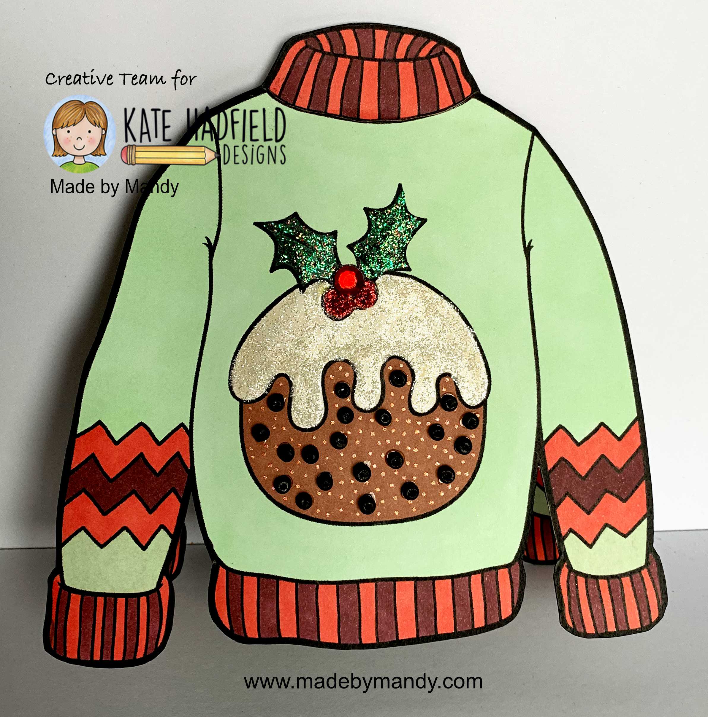 Shaped Christmas Sweater Card by Made By Mandy Shaped Christmas Sweater Card